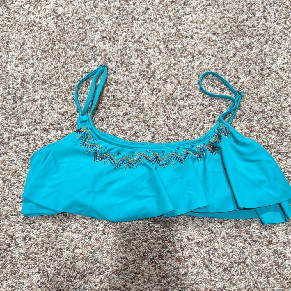 Turquoise Embellished swim Top XL